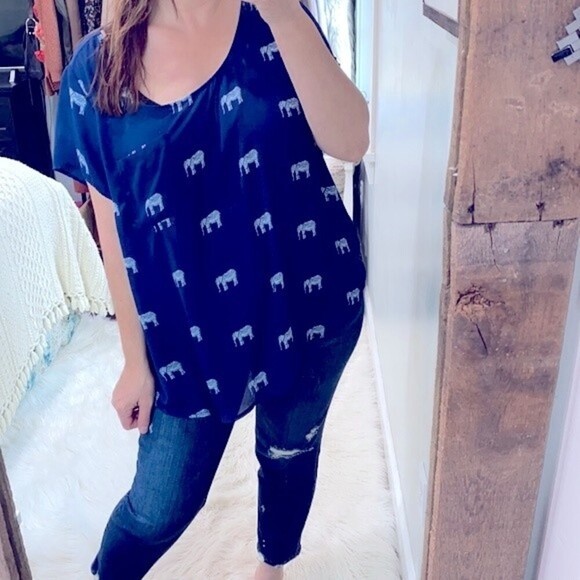 Torrid elephant print blue boho top size 2X - Picture 1 of 7